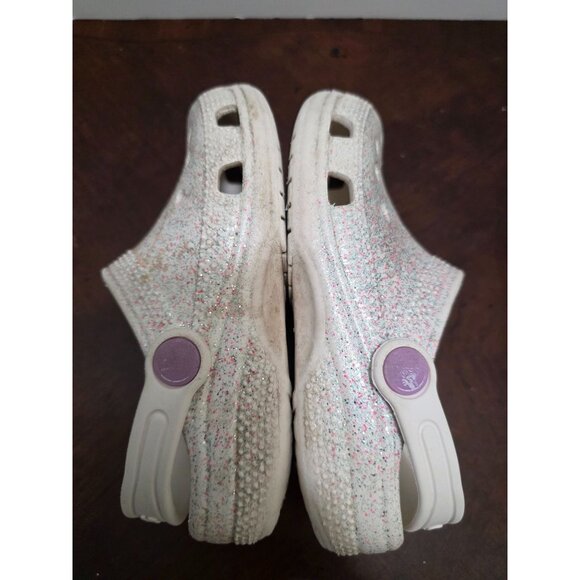 CROCS Toddler White Sparkle Sandals Adjustable Strap & Ventilation Holes Size C1 - Picture 6 of 9